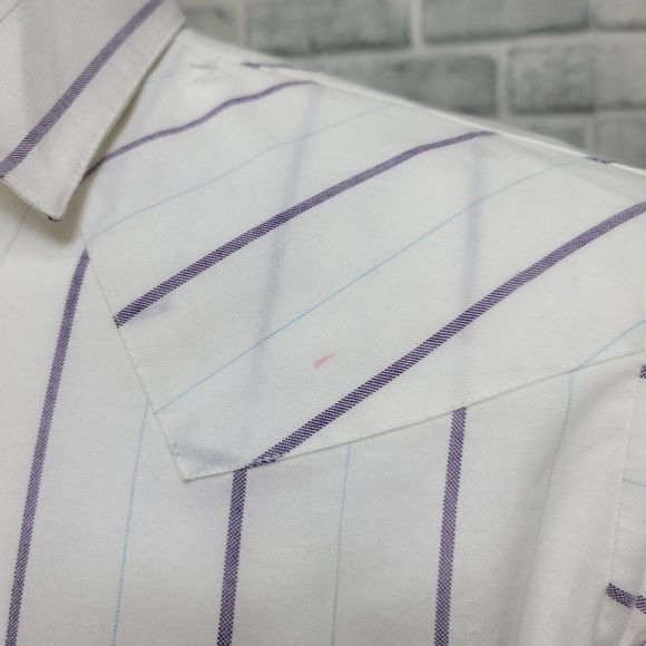 VTG‎ Miller Stockman Western Wear Mens 16/34 Shirt White Striped Pearl Snap USA - Picture 6 of 9